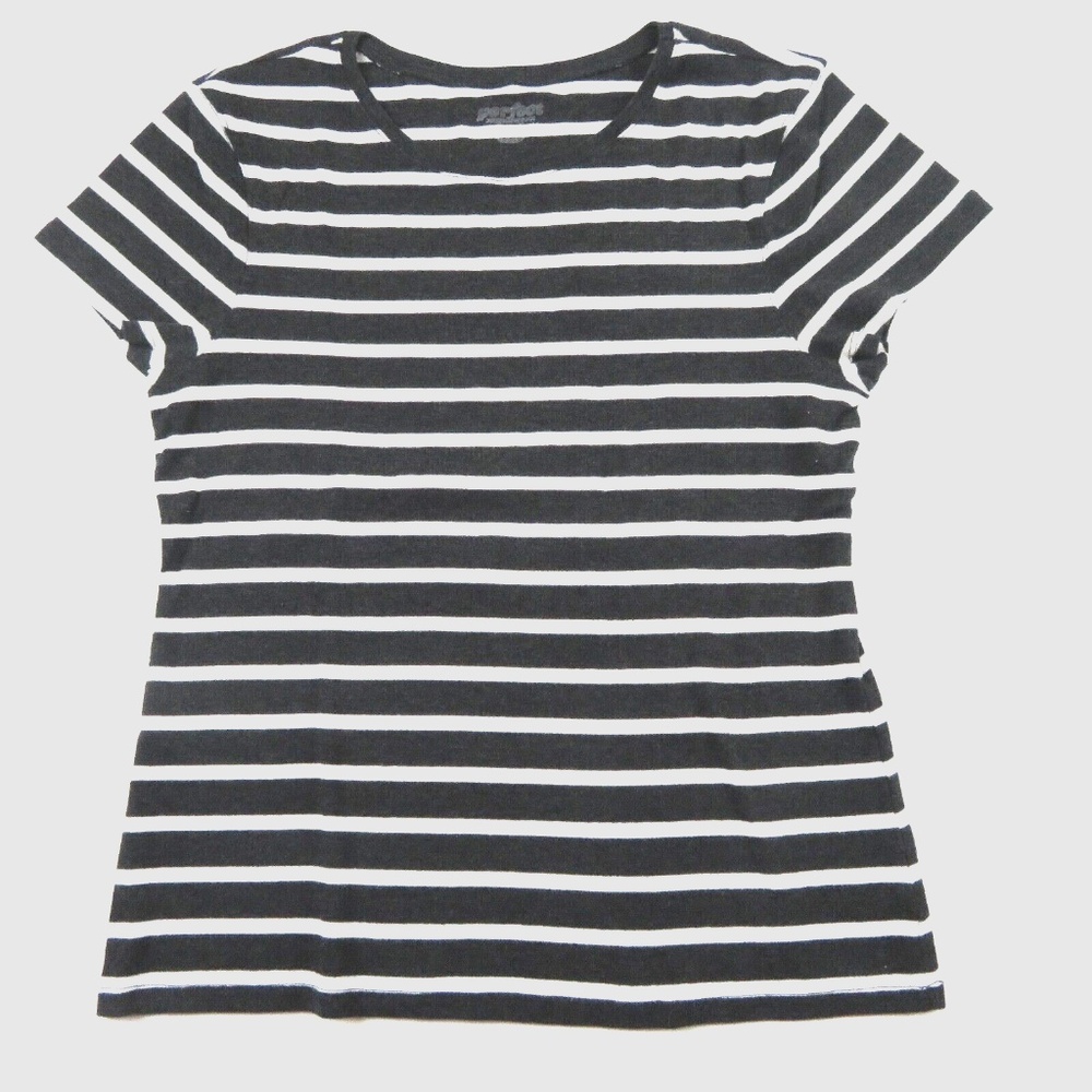 OLD NAVY striped dark gray white Perfect Tshirt top Size XL
